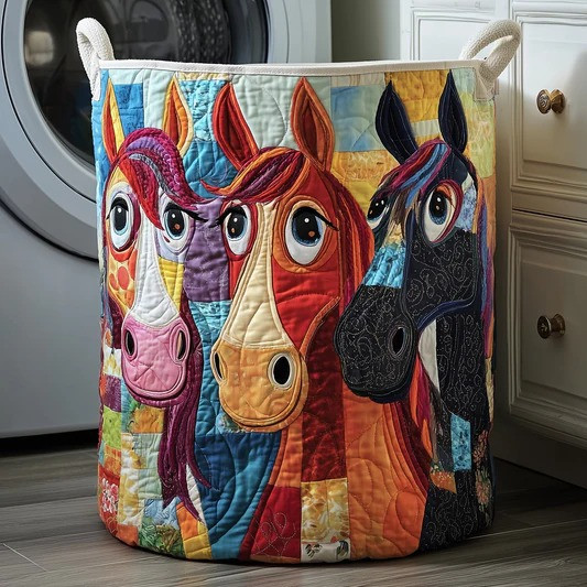 Rustic Horse Storage Basket Farmhouse Laundry Hamper Equestrian Bedroom Decor Gift