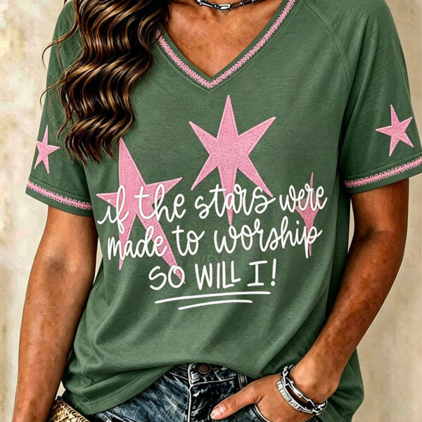 Women's So Will L V-Neck Shirt Christian Star Merch Christian Gifts For Graduates