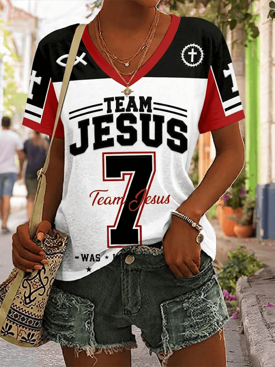 Women's Team Jesus V-Neck Shirt Christian Merch Mothers Day Church Gift Ideas