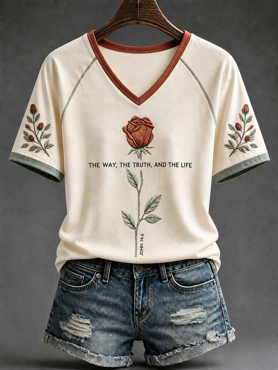 Women's The Way The Truth And The Life V-Neck T-Shirts Christian Gifts For Her